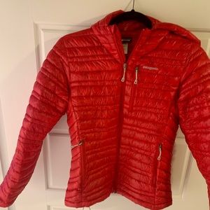Red Patagonia puffer jacket
